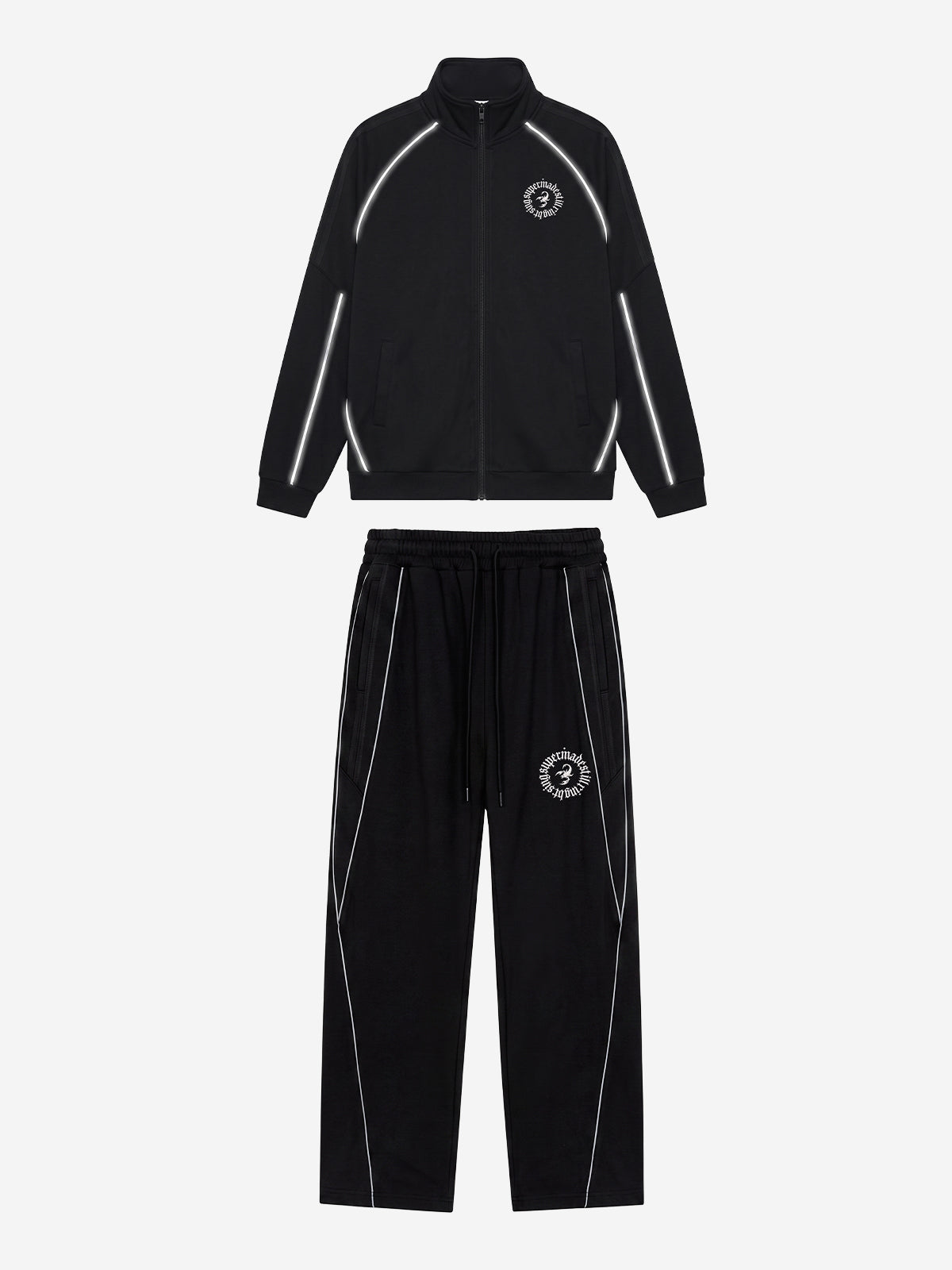 Reflective Stripe Logo Embroidered Tracksuit