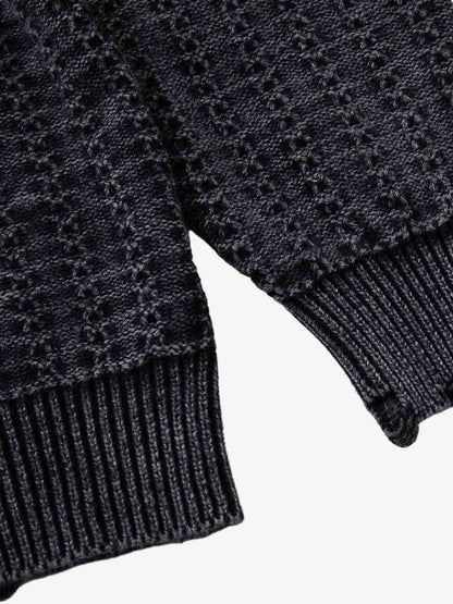 Cotton Blend Cable Knit Cardigan Sweater for Men - Classic Blue with Button Front and Ribbed Details 