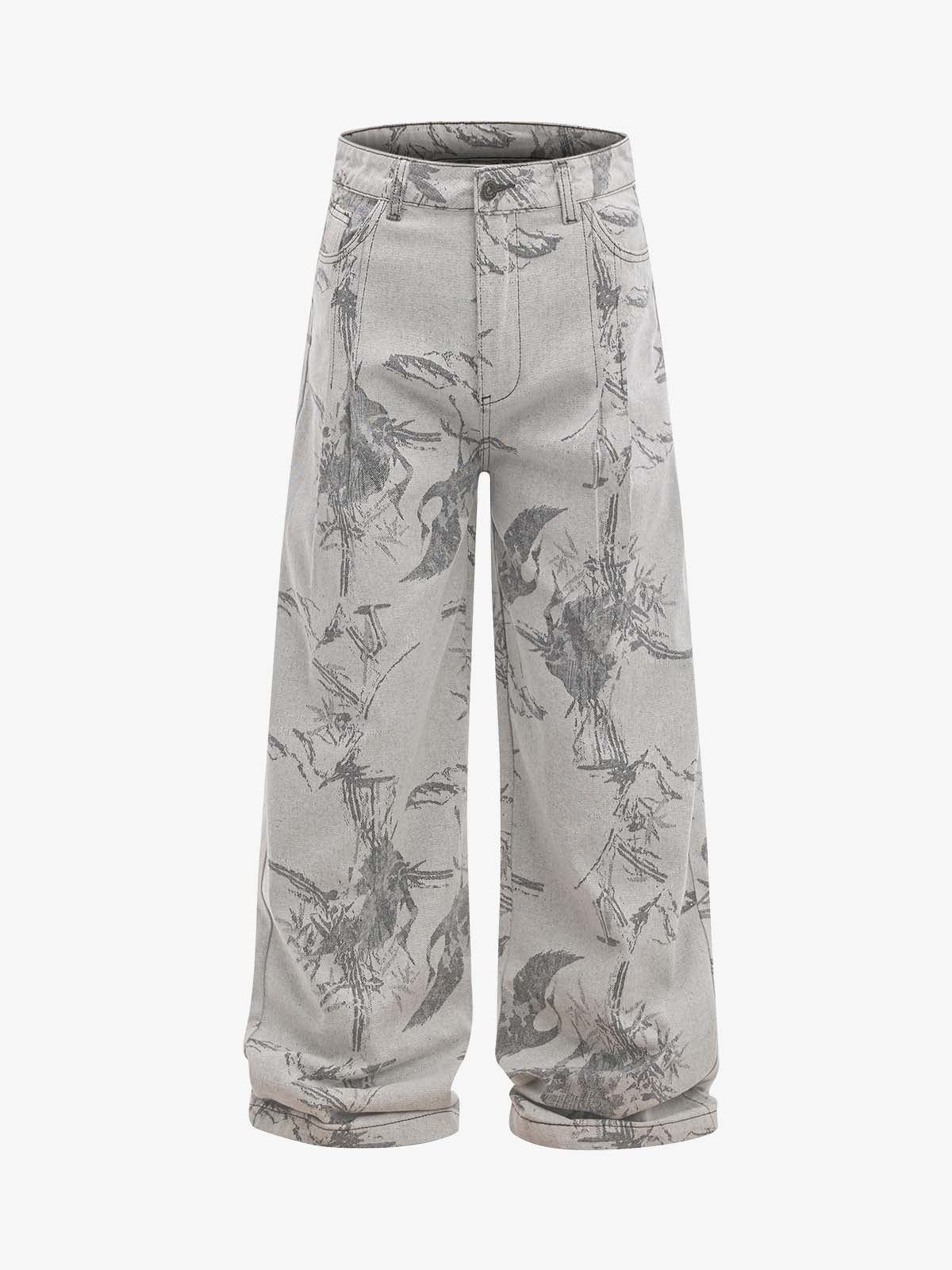 Vintage Jacquard Straight-Leg Jeans 