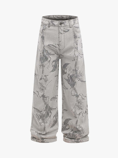 Vintage Jacquard Straight-Leg Jeans 