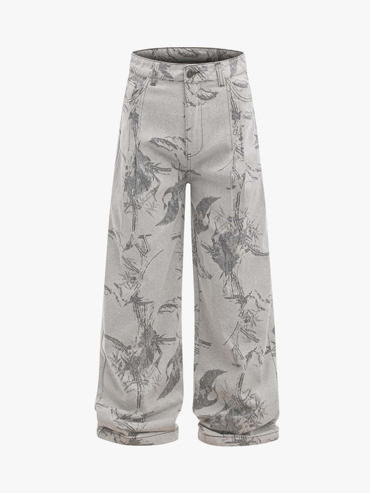 Vintage Jacquard Straight-Leg Jeans 