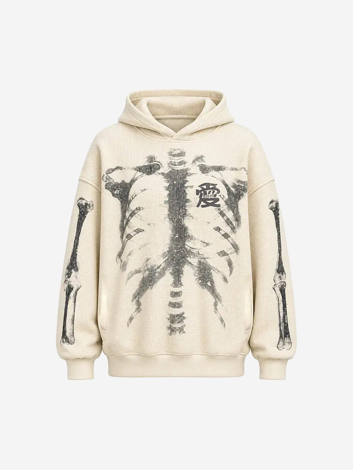 Skeleton Bone Graphic Distressed Hoodie