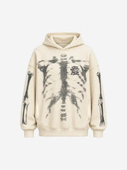 Skeleton Bone Graphic Distressed Hoodie