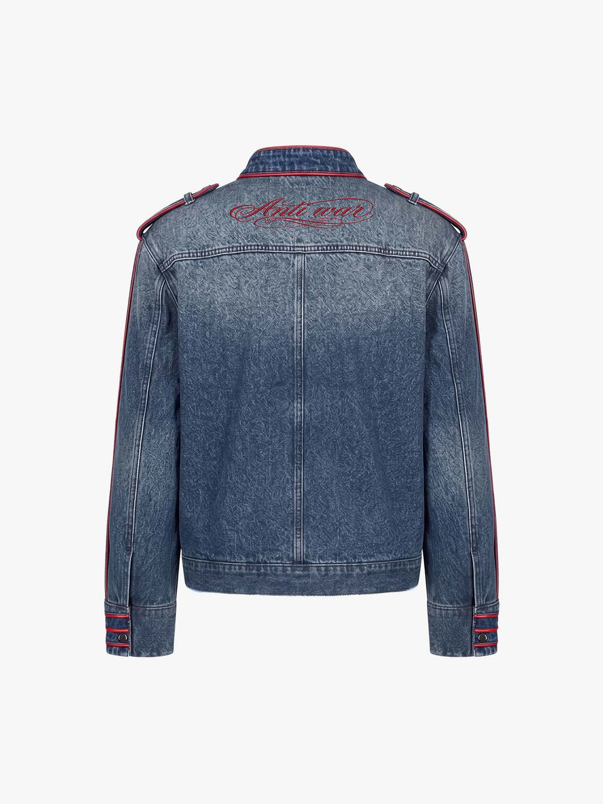 Napoleon Embroidered Red-Piped Denim Jacket