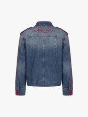 Napoleon Embroidered Red-Piped Denim Jacket
