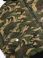 Camo Color Block Quilted Bomber Coat