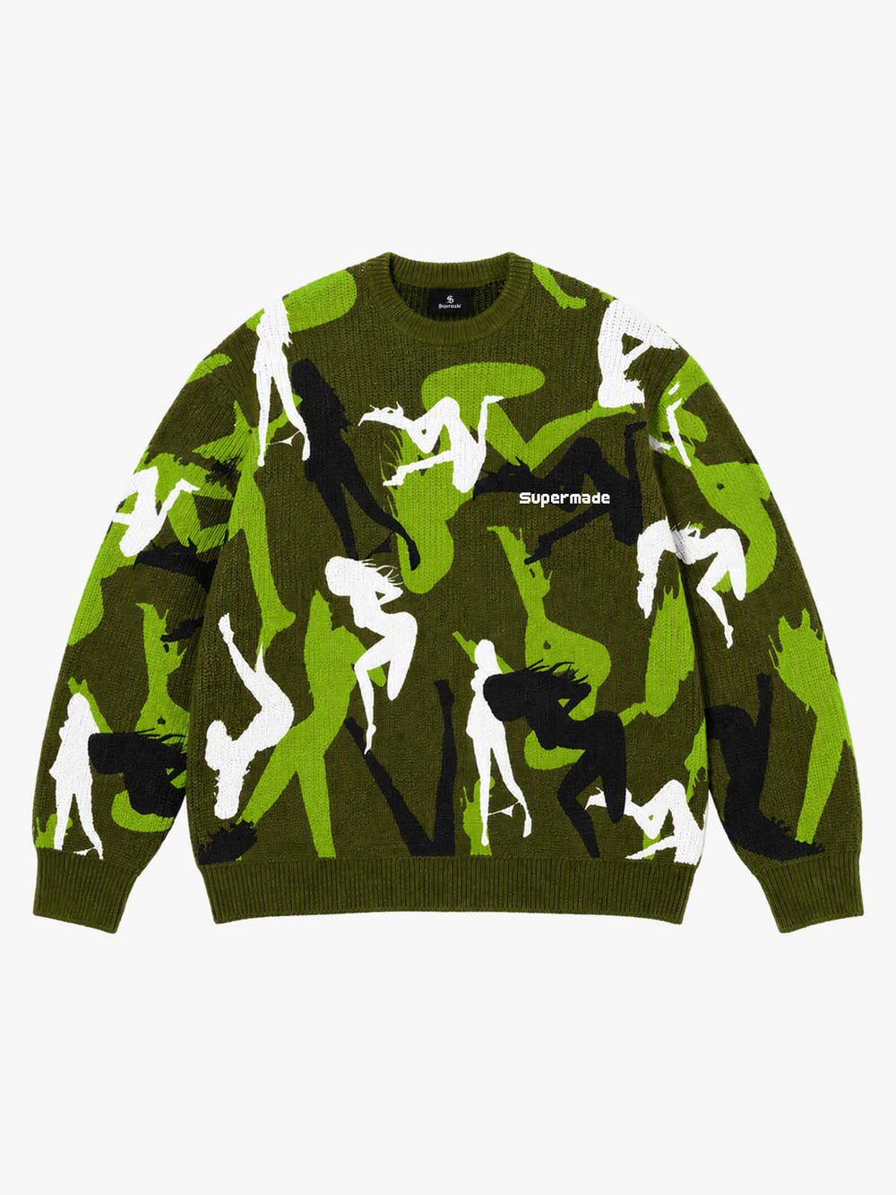 Abstract Camo Graphic Cropped Boxy Knit Sweater