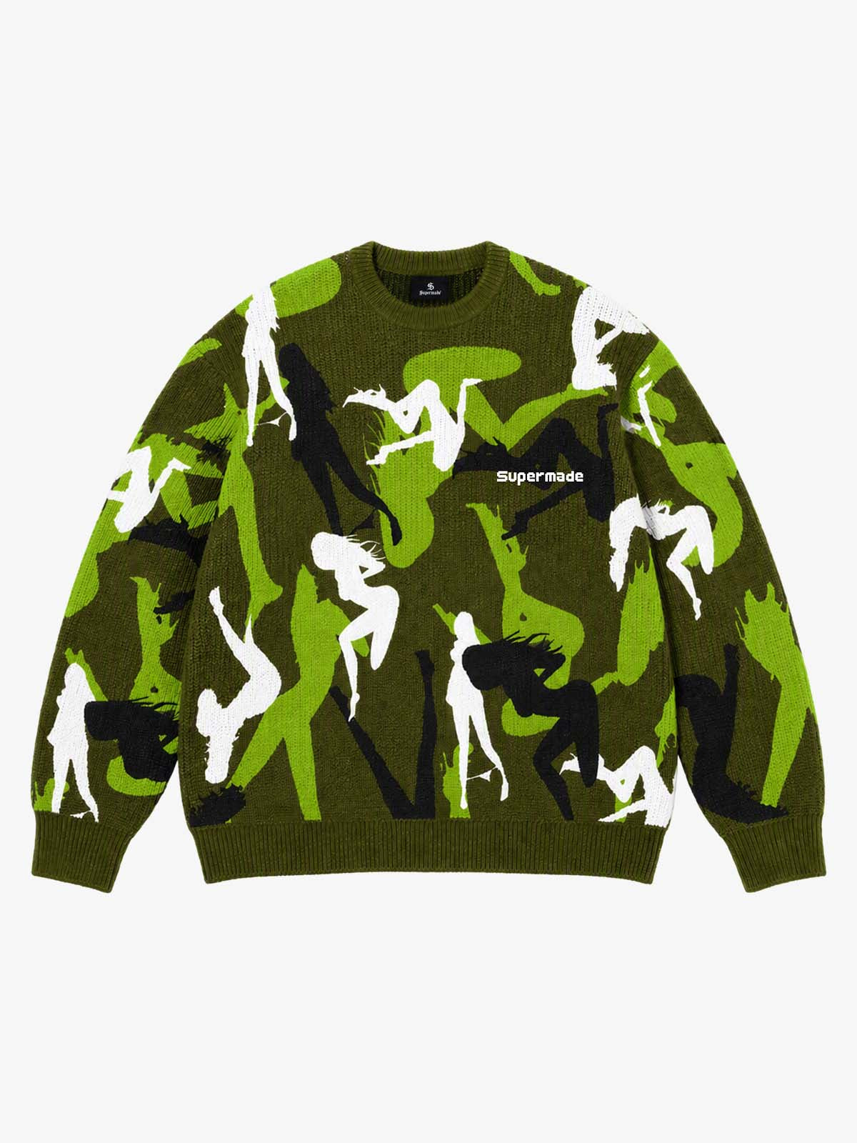Abstract Camo Graphic Cropped Boxy Knit Sweater