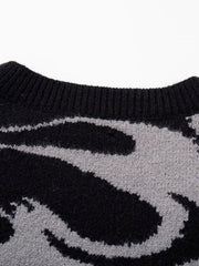 High Street Dark Skull Frayed-edge V-neck Sweater Vest 