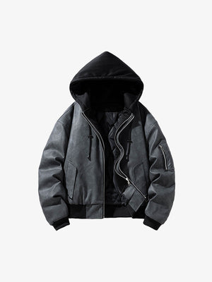 Stylish Velvet Bomber Jacket with Leather Collar for Men 