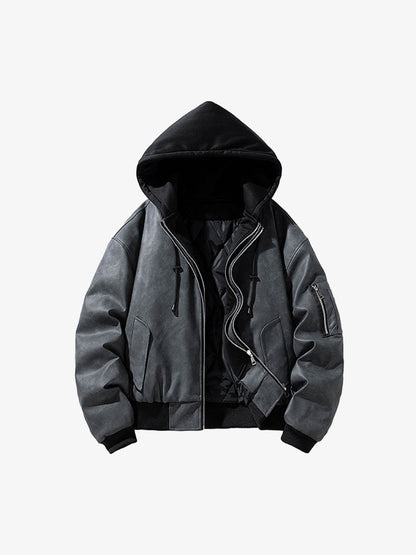 Stylish Velvet Bomber Jacket with Leather Collar for Men 