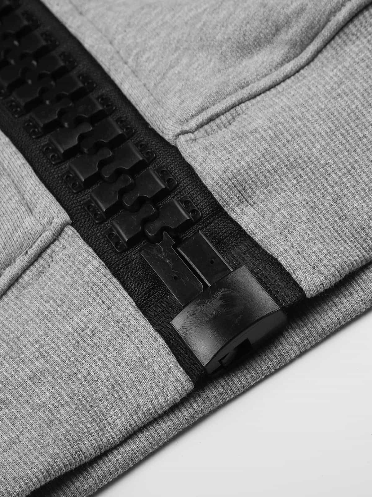 Oversized Zip-up Letter Print Hoodie