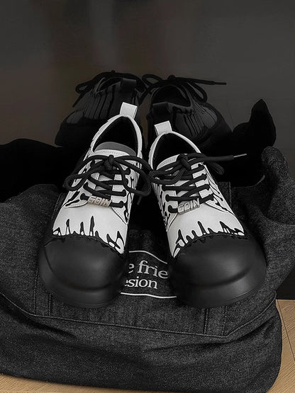 Graffiti Derby Platform Toe Shoes 