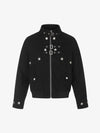 Metal Buckle Stand-Collar Cropped Utility Jacket