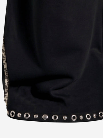 Leopard Stripe Studded Patchwork Casual Pants