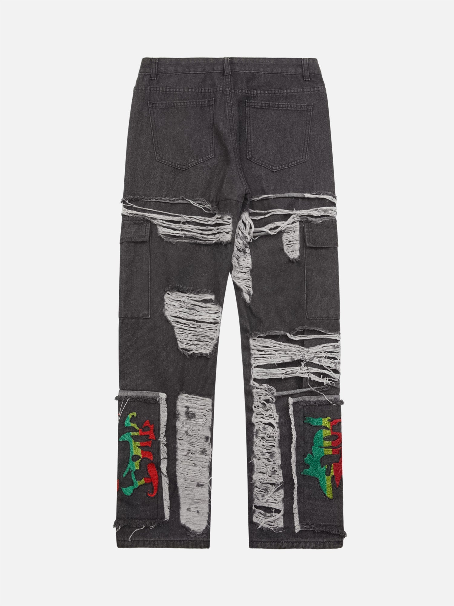 Thesupermade Destruction Brushed Hip Hop Embroidered Jeans