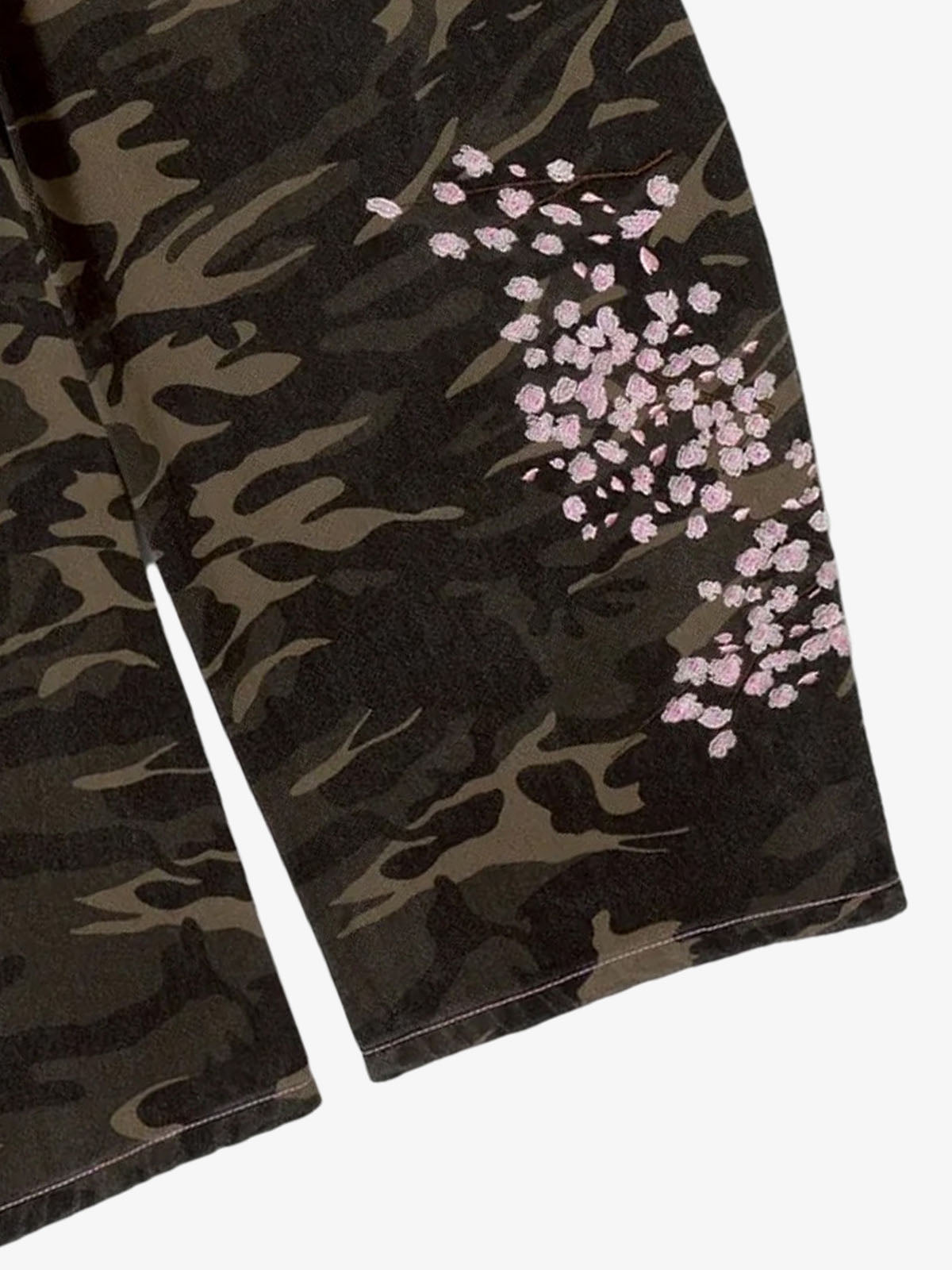Camo Sakura Embroidered Baggy Jeans