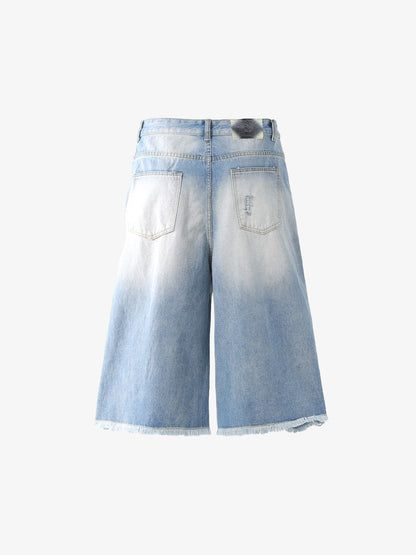 Distressed Faded Baggy Jorts 