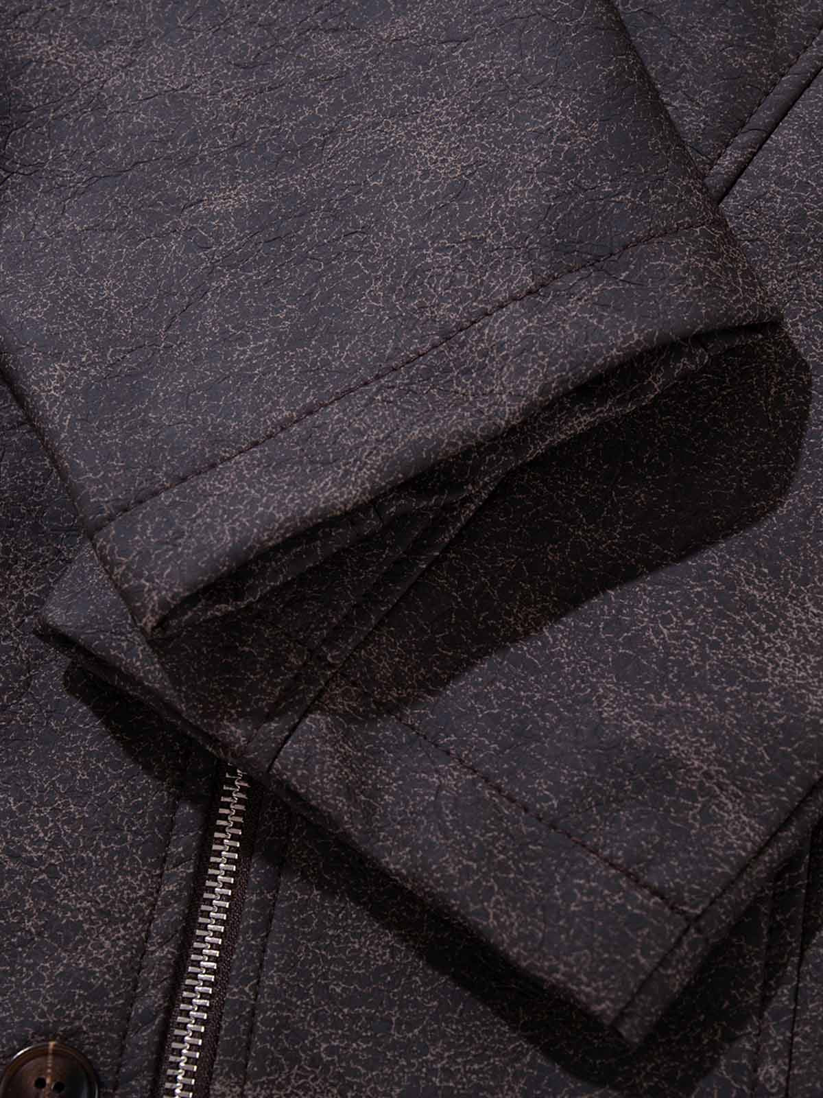 Street-style Distressed Multi-button PU Leather Jacket