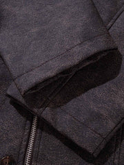 Street-style Distressed Multi-button PU Leather Jacket