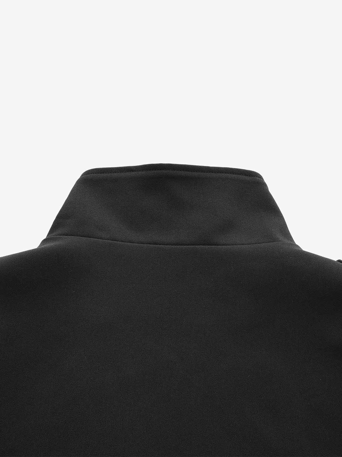 Napoleonic Diagonal-Button Stand-Collar Cropped Jacket