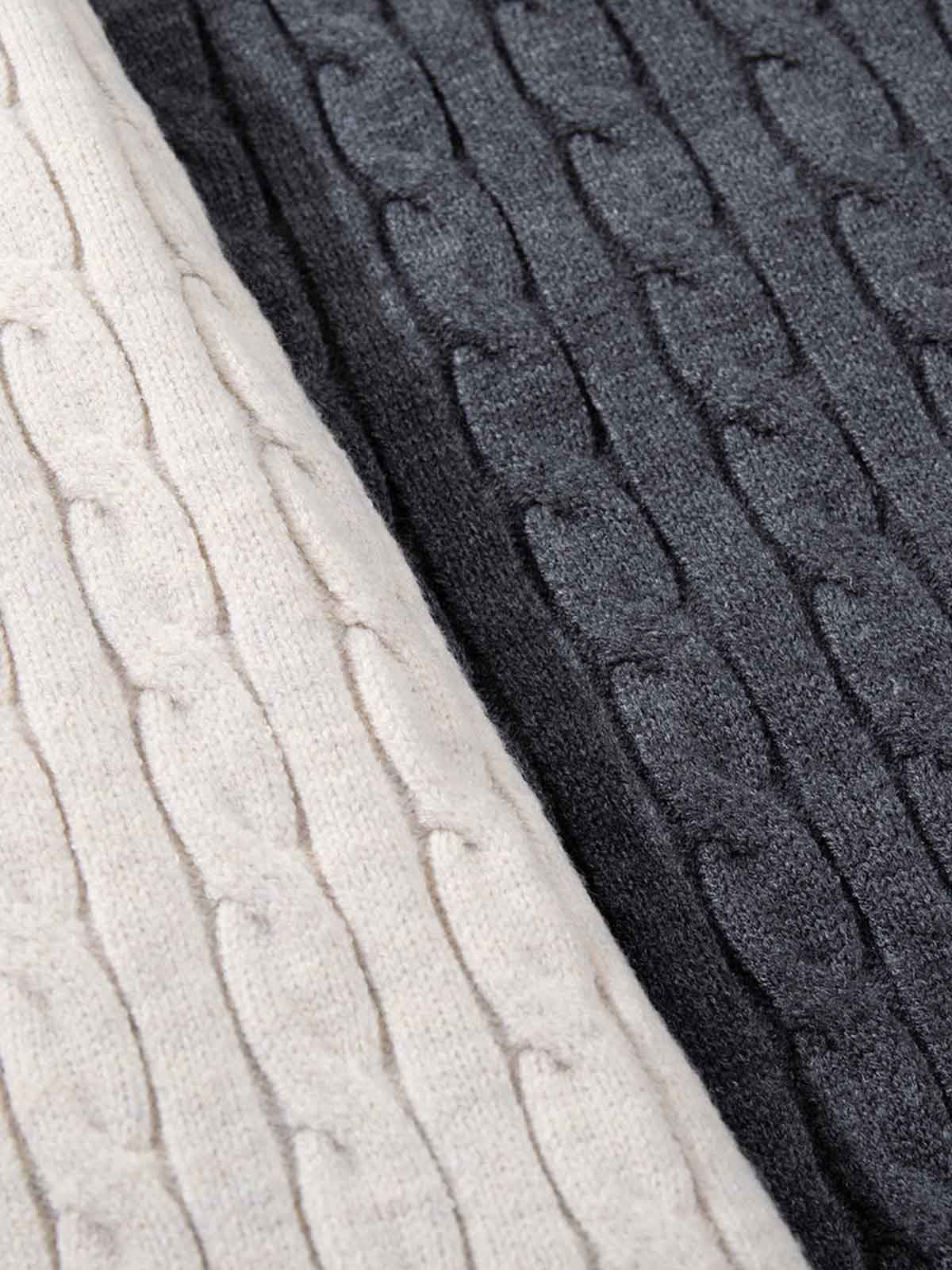 Cable Knit Wool Blend Half-Zip Sweater Men's Winter Warm Knitted Pullover 