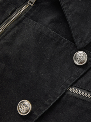 Detachable Striped-Hood Crop Jacket