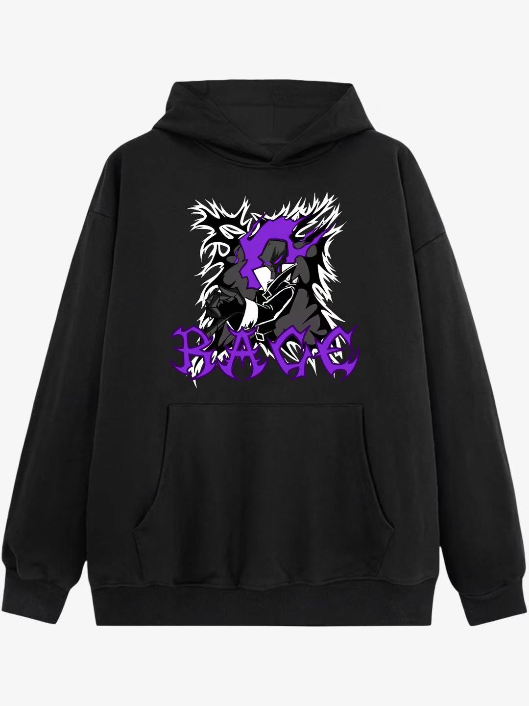 Black Hoodie With Purple Graphic Design 