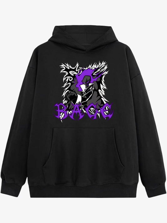 Black Hoodie With Purple Graphic Design 