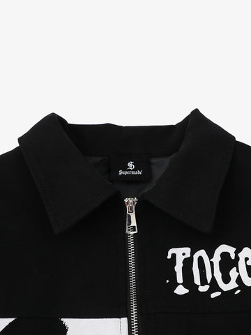 Dark Portrait Print Splatter Print Jacket
