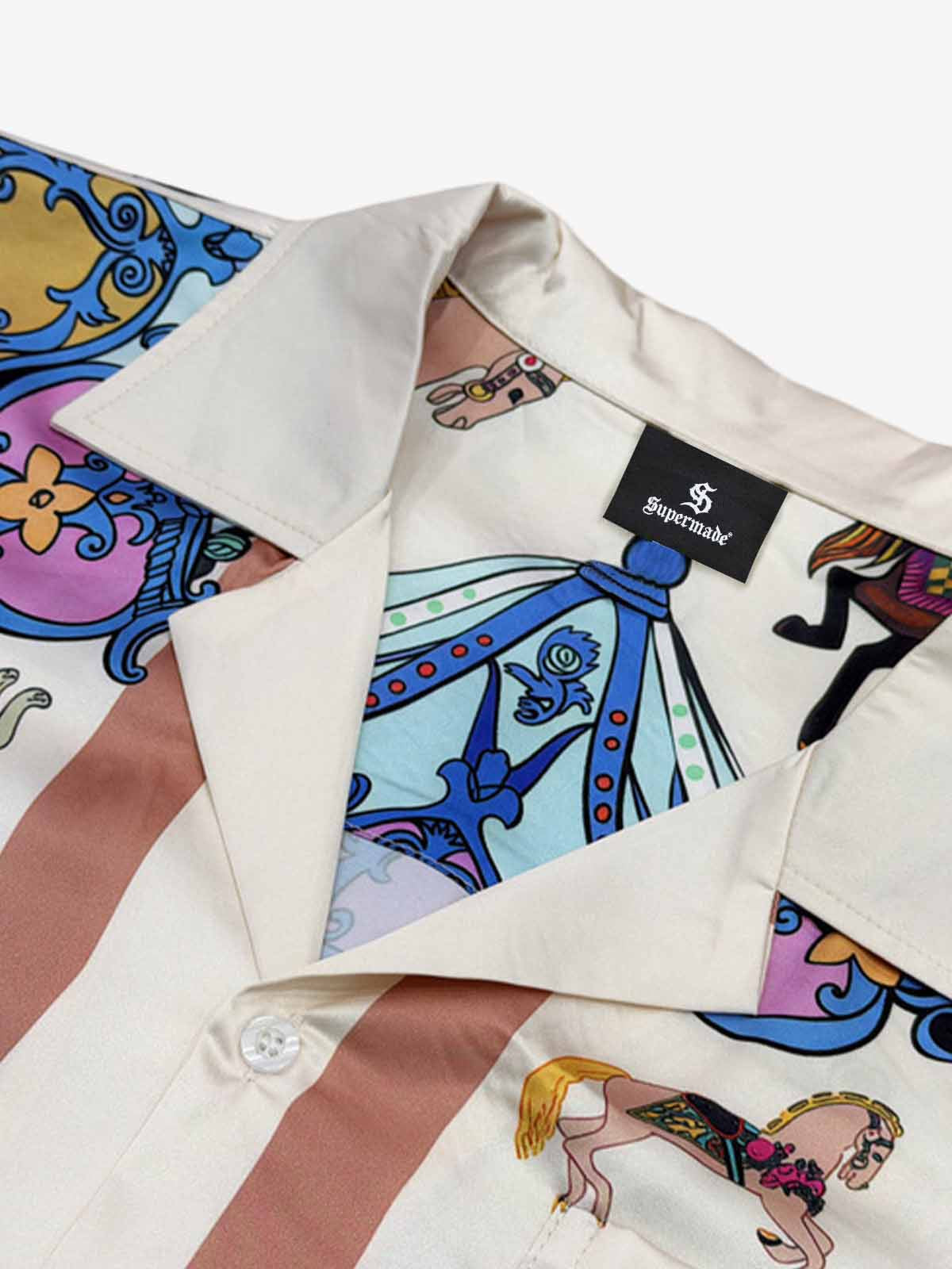Carousel Park Satin Camp Collar Boxy Shirt 