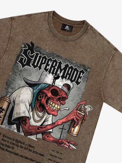 Graphic Tee with Bold Skull Design for Men 