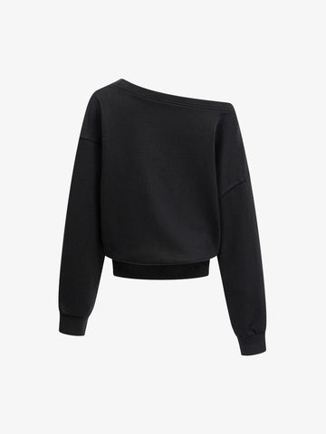 Flag Print Off-Shoulder Sweatshirt