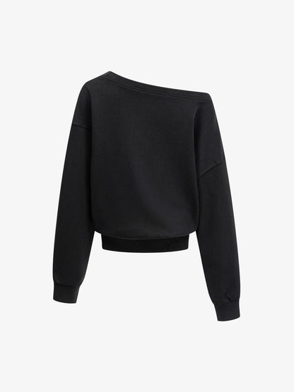 Flag Print Off-Shoulder Sweatshirt