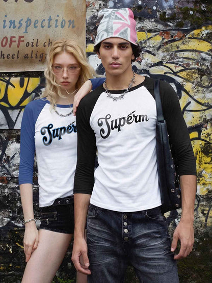 Logo Graphic Tailored-Fit 5/8 Raglan Sleeve Top