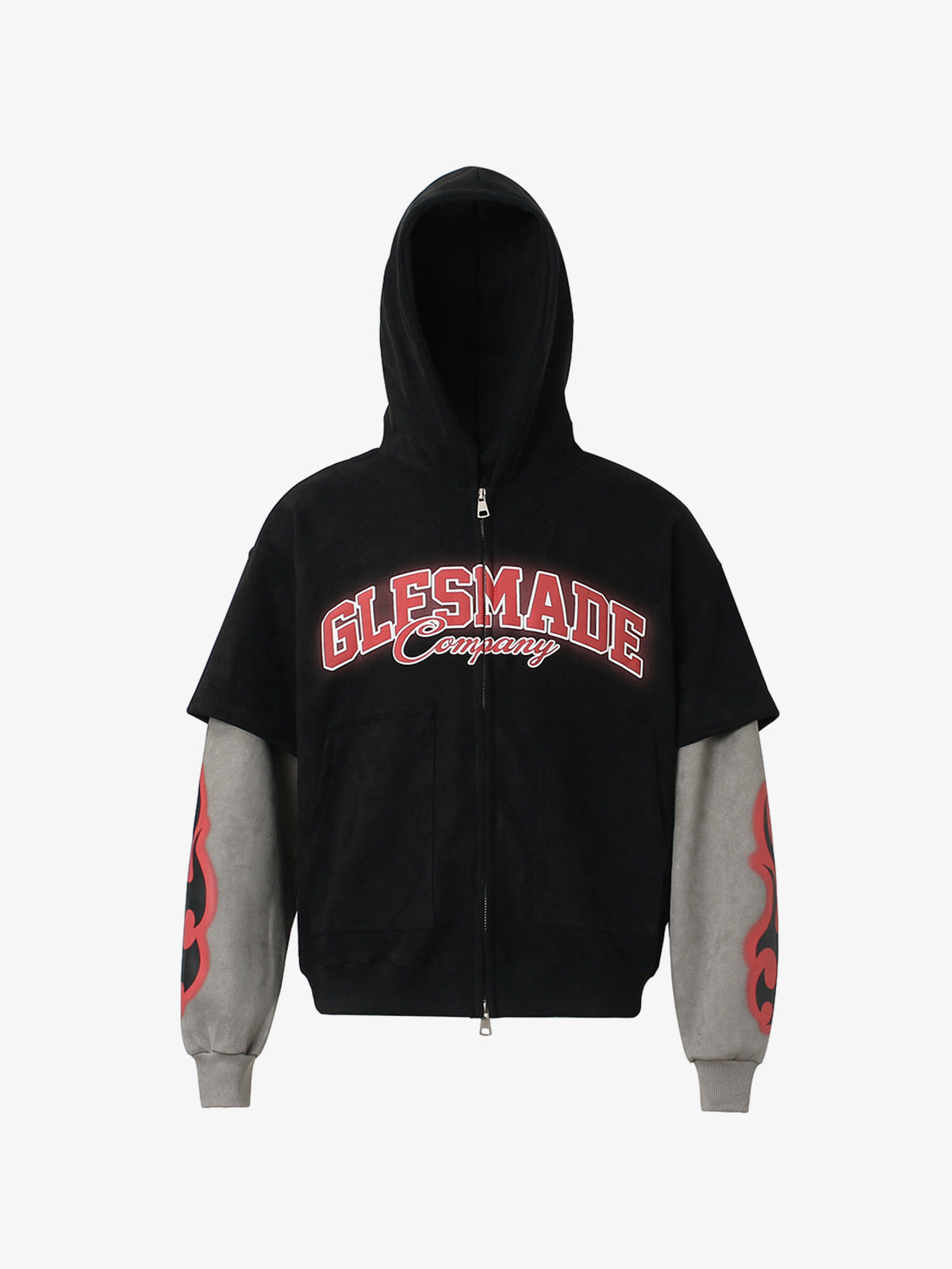 Stylish Flame Print Zip-Up Hoodie for Casual Wear 