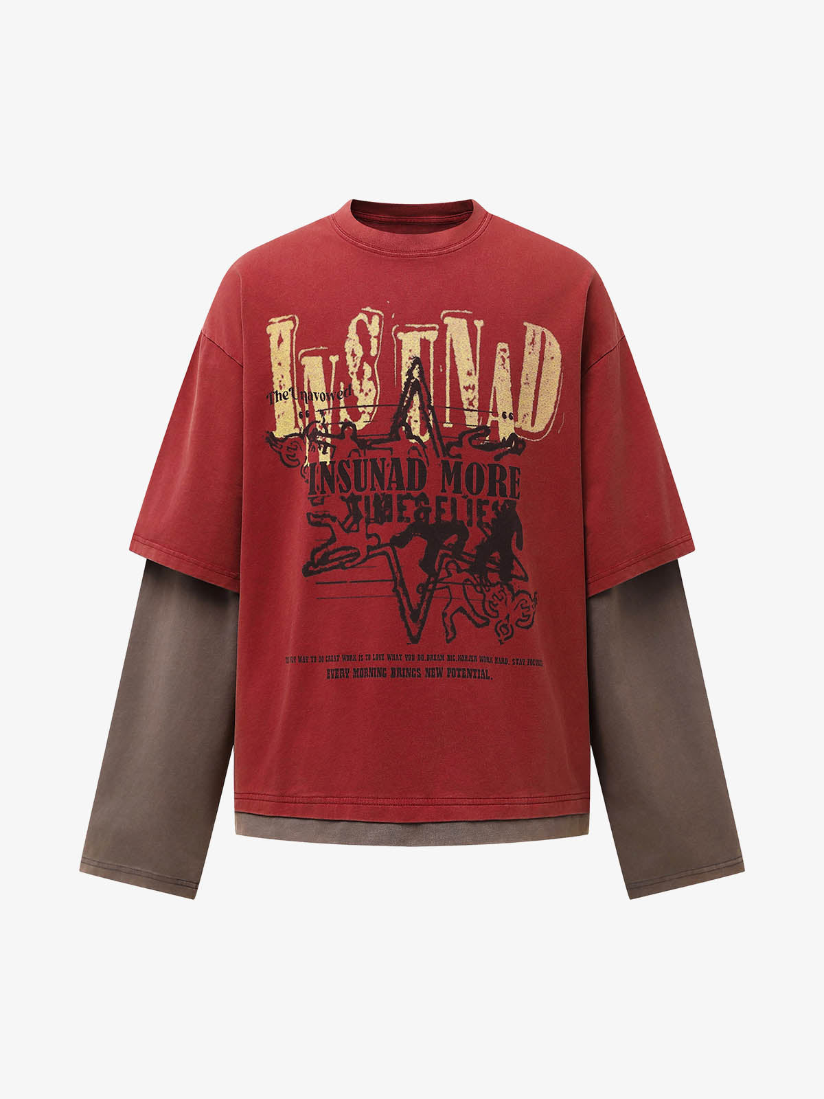 Street Color Matching Faux Two-piece Printed T-shirt 