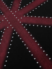 T-shirt en coton noir avec empiècement rouge dégradé