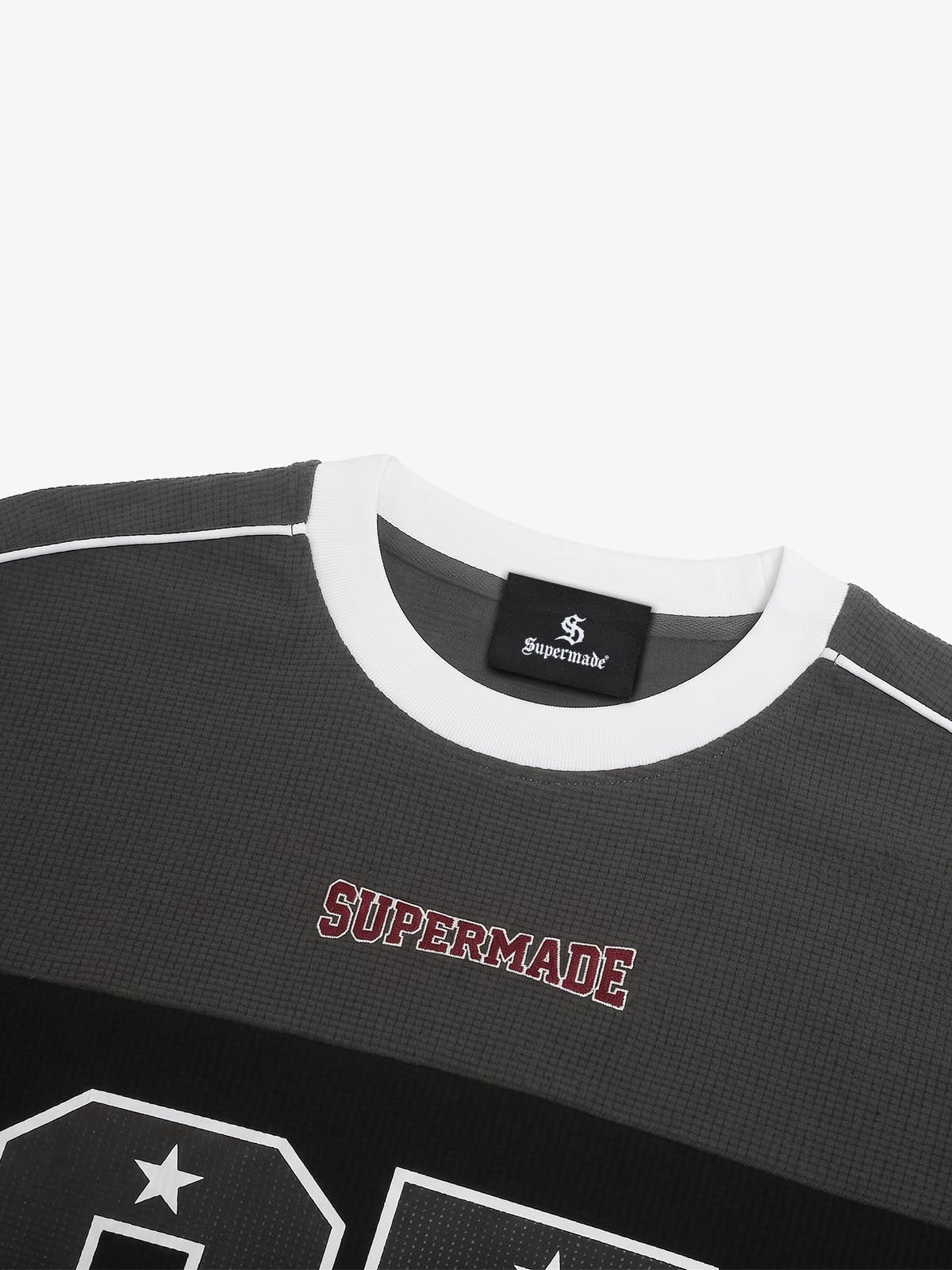 Flame Graphic Paneled Waffle Long Sleeve Tee