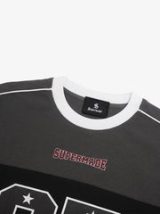 Flame Graphic Paneled Waffle Long Sleeve Tee