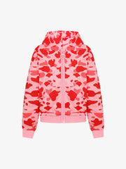 Rhinestone Camo Chunky Zip Boxy Fit Zip-Up Hoodie