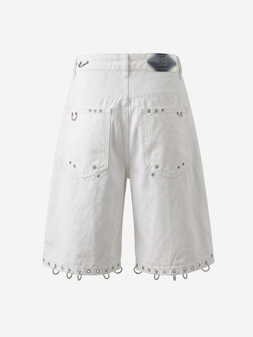 Scorpion Embroidered Eyelet Bermuda Denim Shorts