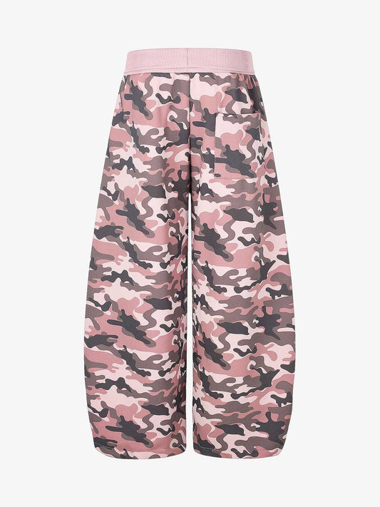 Gerippte, umgeschlagene Taille, Camouflage-Baggy-Sweatpants