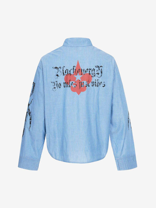 Gothic Embroidered Pinstripe Button-Up Shirt