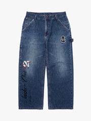 Anchor Patchwork Embroidered Wide-Leg Jeans