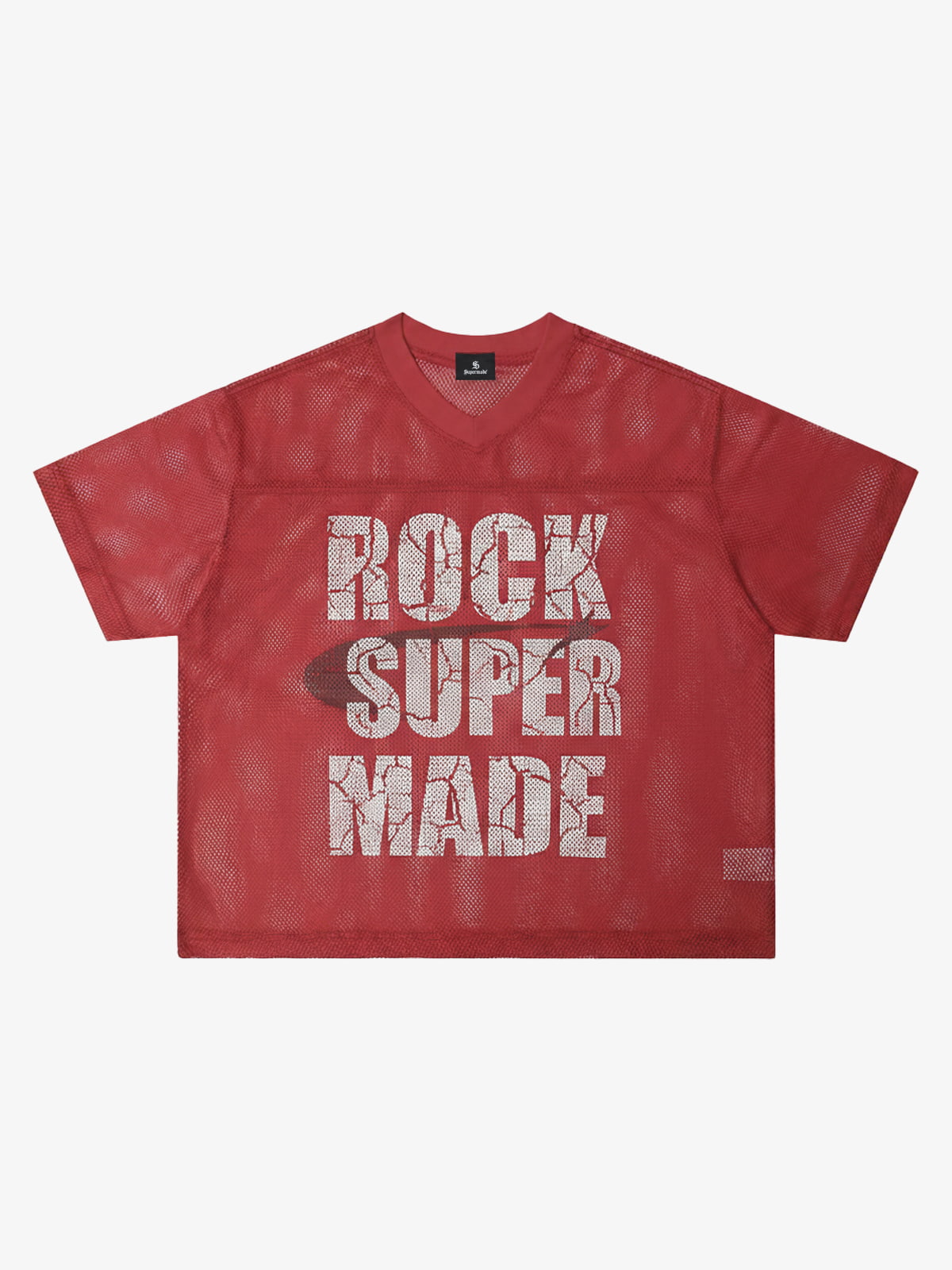 Mesh Rock Super Made V-Neck T-Shirt - Breathable Lightweight Streetwear Tee for Men 