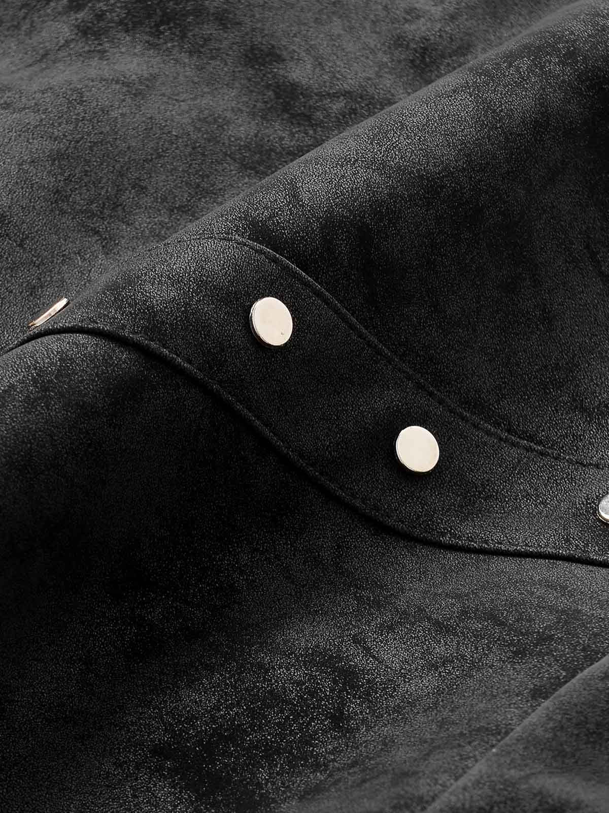Studded Hooded Faux-Fur Collar Jacket