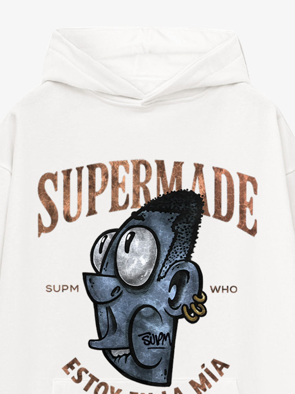 Thesupermade Street Trend Cool Blue Cartoon Big Head Hooded Sweatshirt 