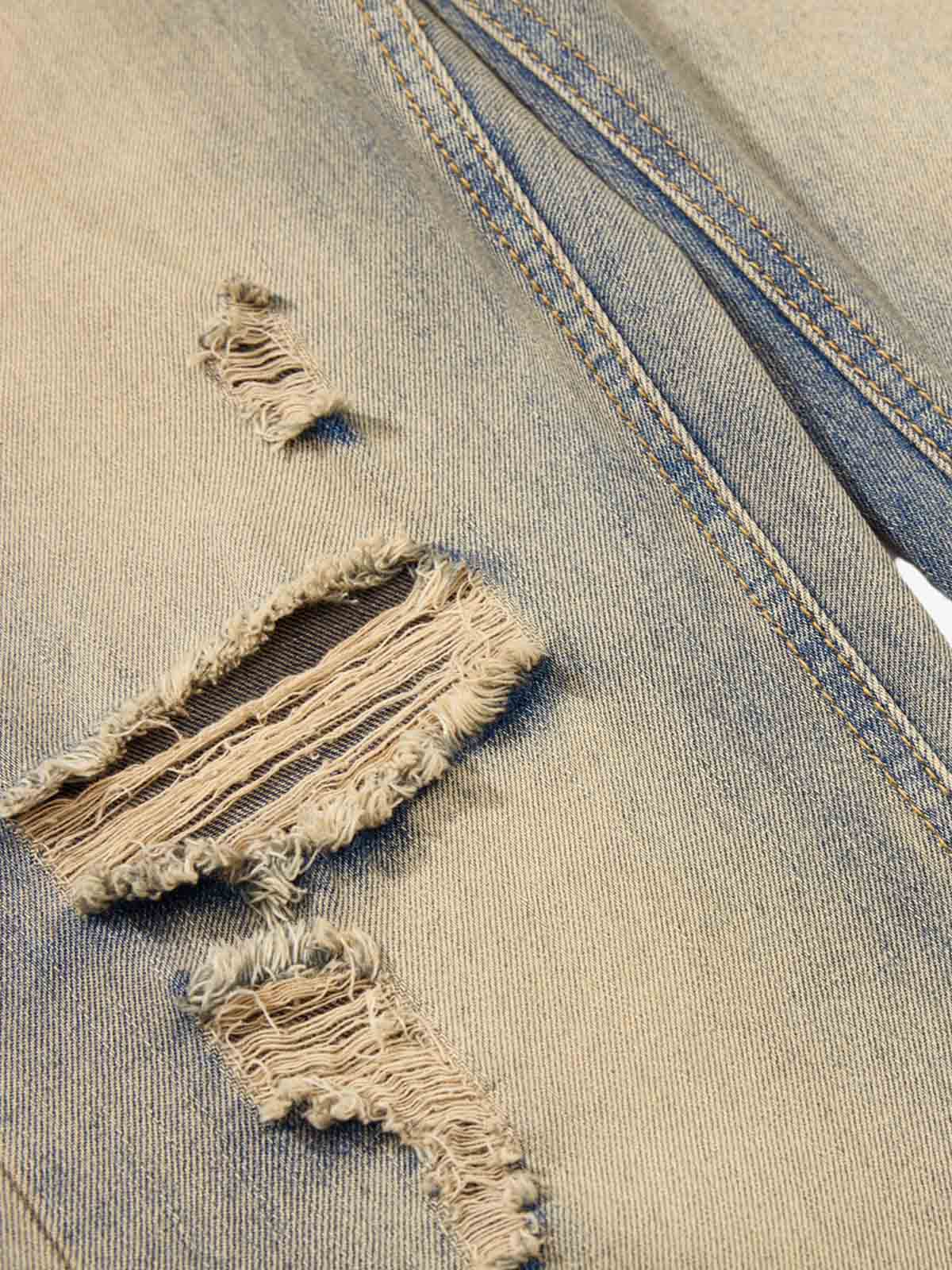 Vintage Distressed Ripped Wide Leg Jeans 