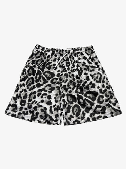 Pantaloncini in rete con stampa leopardata